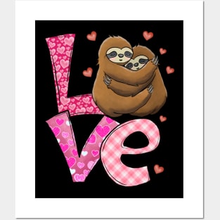 Love Heart Couple Sloth Valentine Day Posters and Art